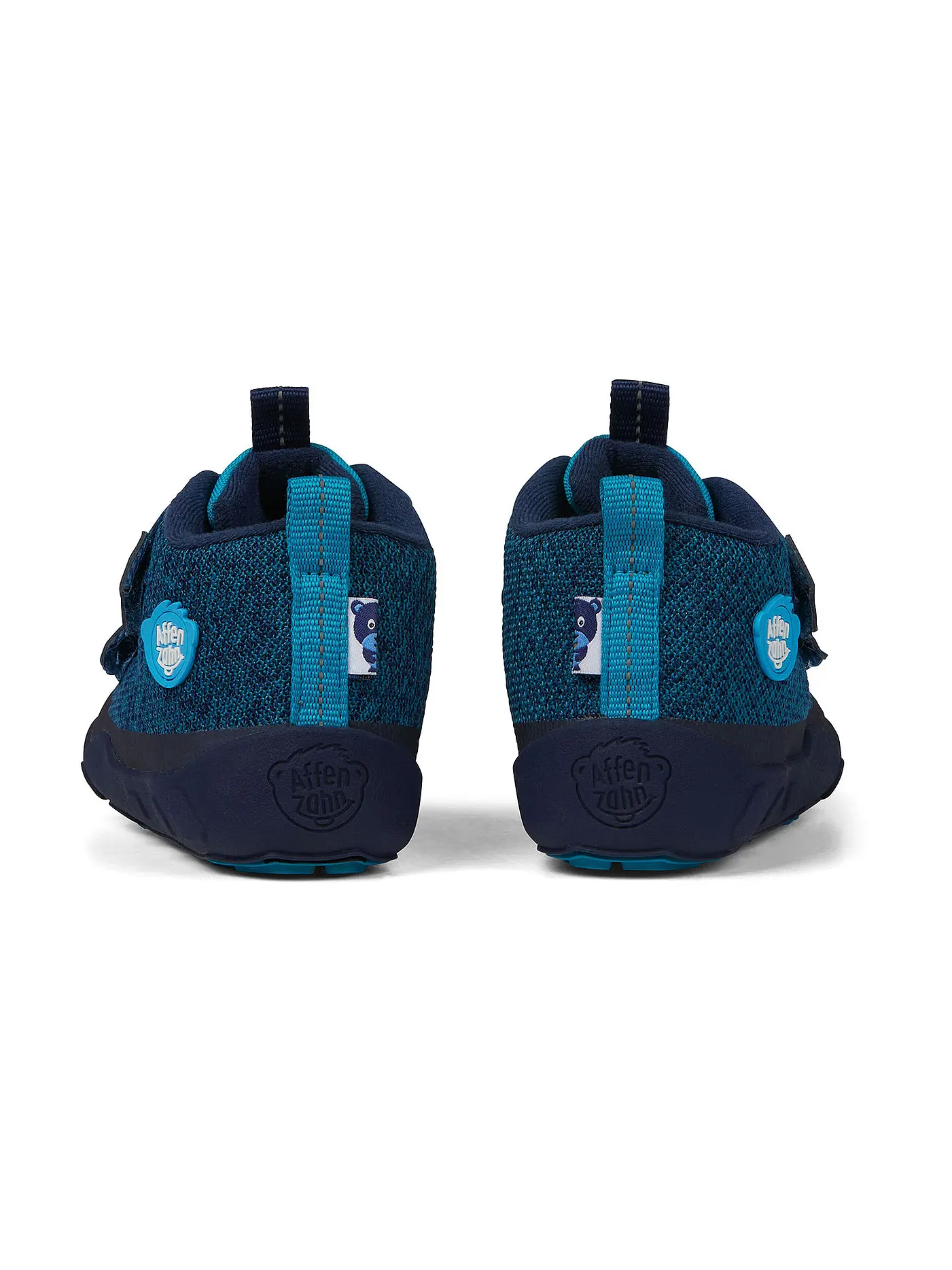 AFFENZAHN | Kinder Barfußschuhe - Übergangsschuh KNIT HAPPY Bär | dunkelblau